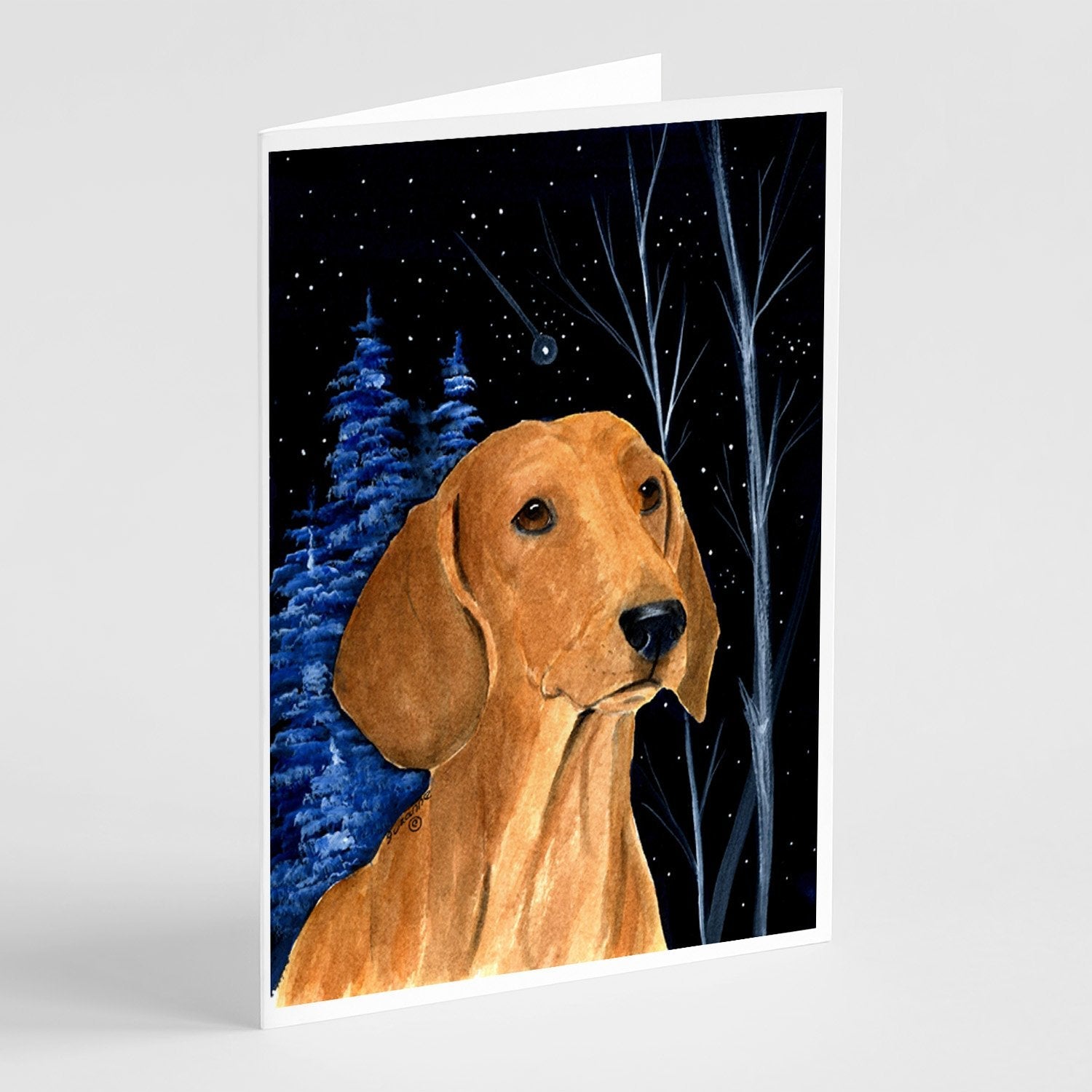 Starry Night Dachshund Greeting Cards Pack of 8 Blank Cards with Envelopes Whimsical A7 Size 5x7