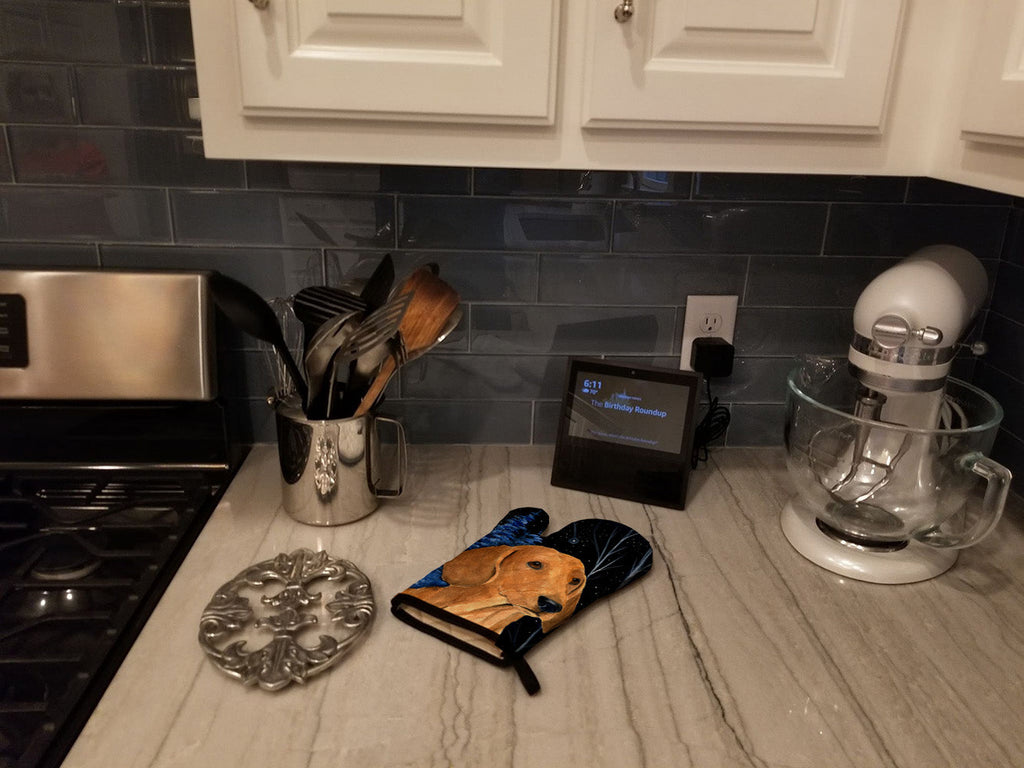 Starry Night Dachshund Oven Mitt Heat Resistant Thick Oven Mitt for Hot Pans and Oven, Kitchen Mitt Protect Hands, Cooking Baking Glove