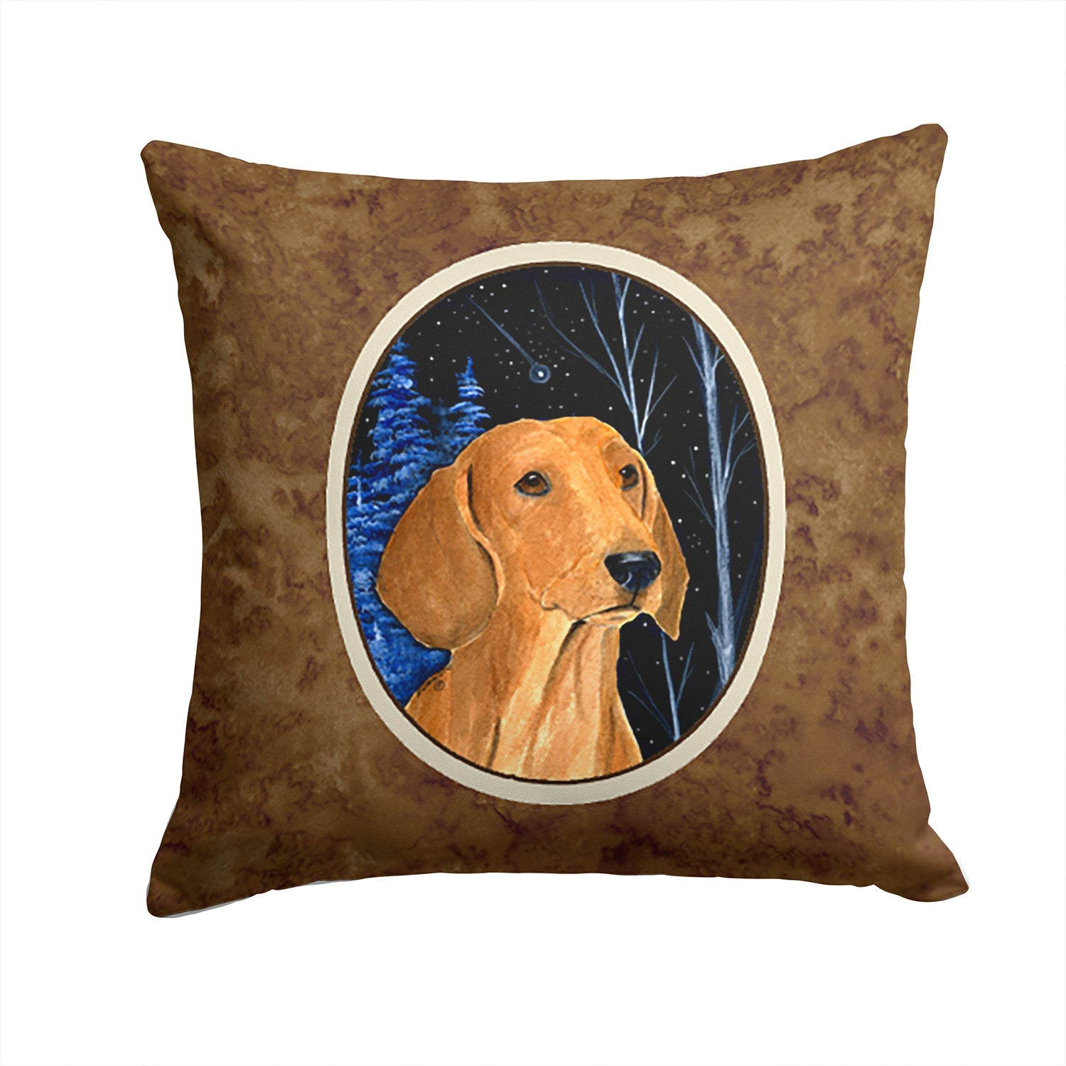 Starry Night Dachshund Decorative Throw Pillow 14x14 Indoor Outdoor Accent Cushion, Fabric Cover with Insert for Sofa, Bed, Porch & Living Room