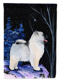 Starry Night Keeshond House Flag 28x40 Porch Sleeve Pole Decorative Outside Yard Banner Artwork Wall Hanging, Polyester