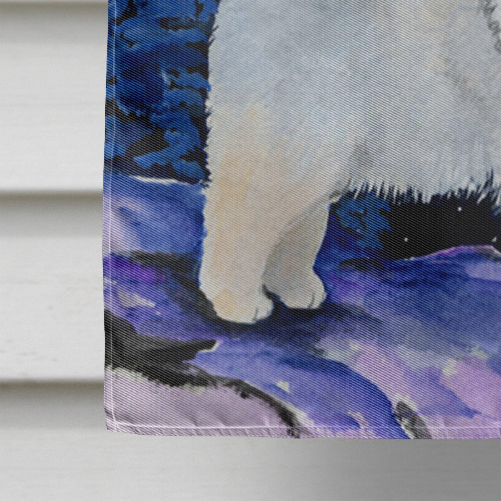 Starry Night Keeshond House Flag 28x40 Porch Sleeve Pole Decorative Outside Yard Banner Artwork Wall Hanging, Polyester