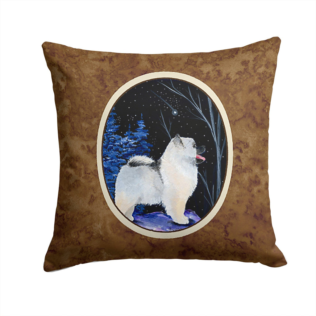 Starry Night Keeshond Decorative Throw Pillow 14x14 Indoor Outdoor Accent Cushion, Fabric Cover with Insert for Sofa, Bed, Porch & Living Room