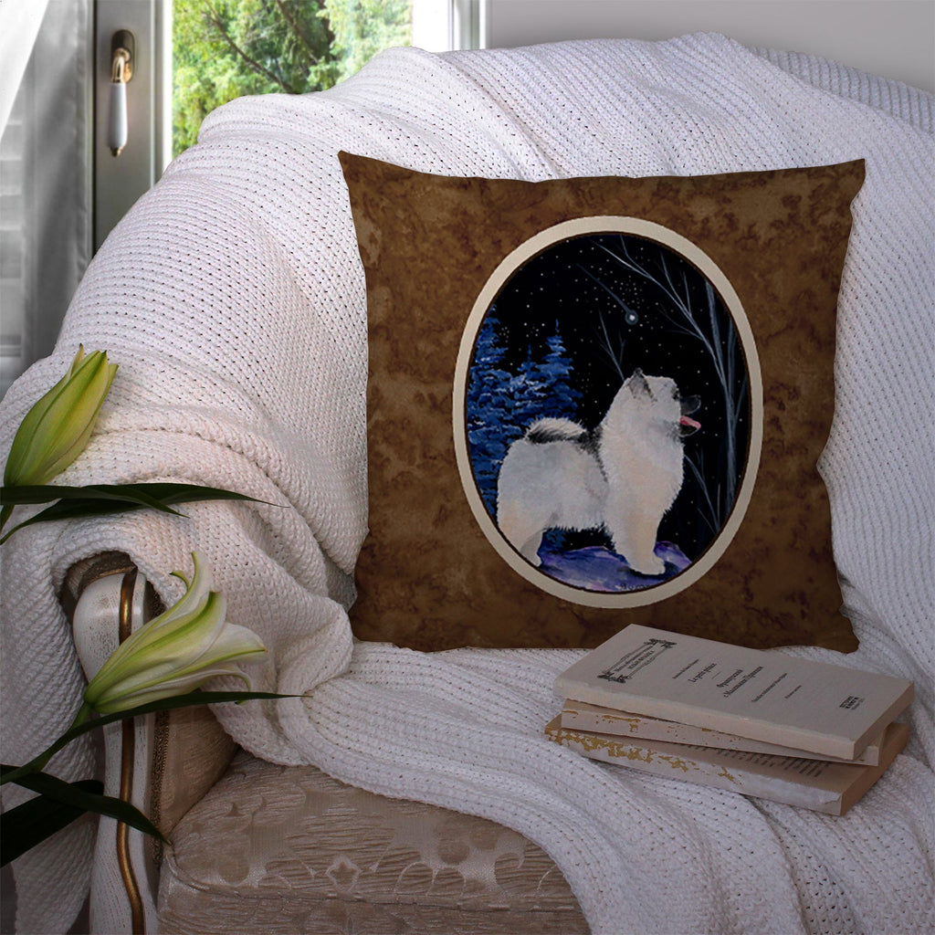 Starry Night Keeshond Decorative Throw Pillow 14x14 Indoor Outdoor Accent Cushion, Fabric Cover with Insert for Sofa, Bed, Porch & Living Room