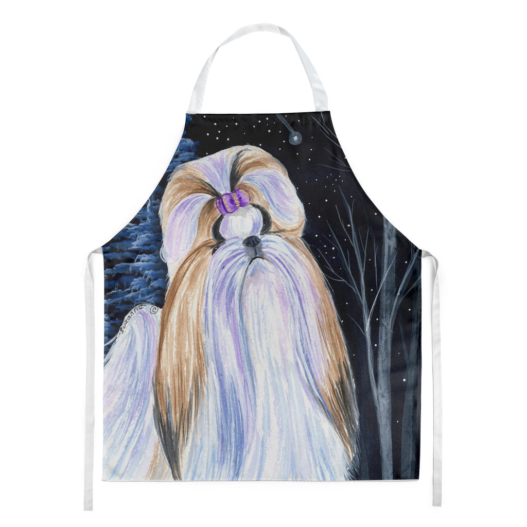 Starry Night Shih Tzu Apron Cooking Kitchen Server Baking Crafts Gardening for Adult Women Men, Unisex, Large, Multicolor