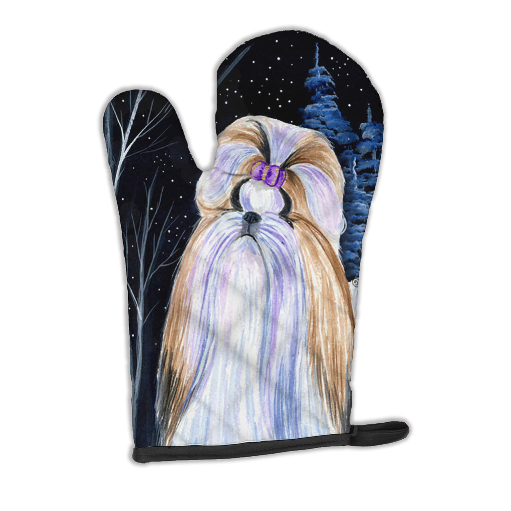 Starry Night Shih Tzu Oven Mitt Heat Resistant Thick Oven Mitt for Hot Pans and Oven, Kitchen Mitt Protect Hands, Cooking Baking Glove