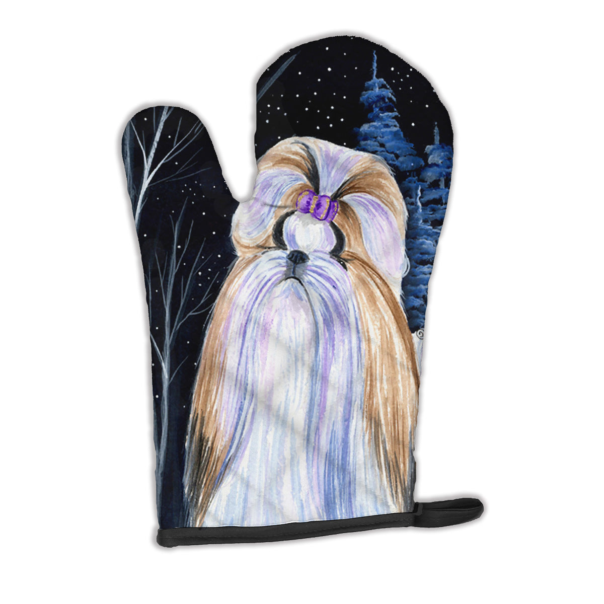 Starry Night Shih Tzu Oven Mitt Heat Resistant Thick Oven Mitt for Hot Pans and Oven, Kitchen Mitt Protect Hands, Cooking Baking Glove
