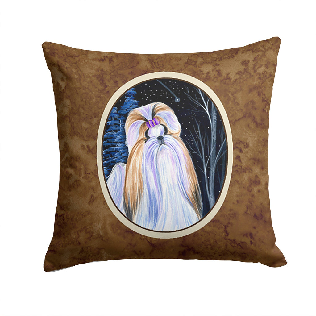 Starry Night Shih Tzu Decorative Throw Pillow 14x14 Indoor Outdoor Accent Cushion, Fabric Cover with Insert for Sofa, Bed, Porch & Living Room