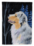 Starry Night Australian Shepherd House Flag 28x40 Porch Sleeve Pole Decorative Outside Yard Banner Artwork Wall Hanging, Polyester