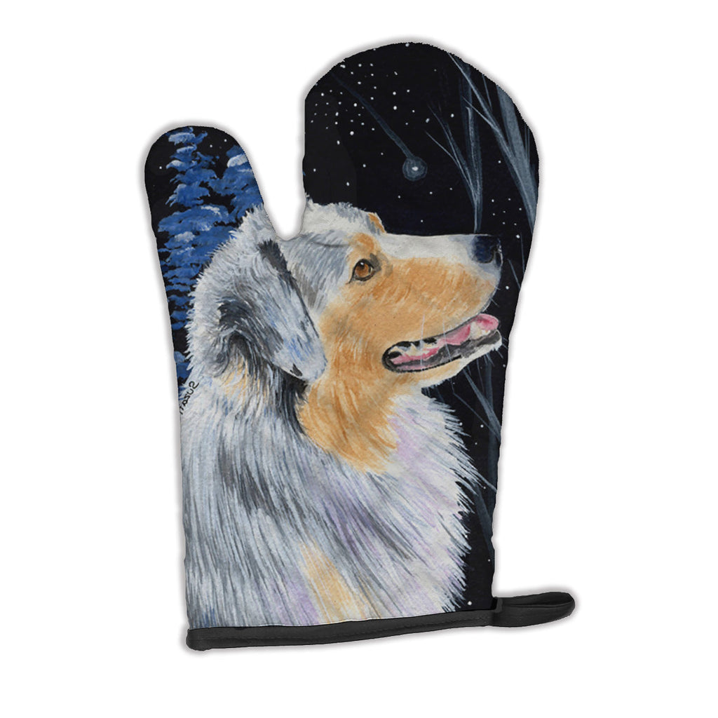 Starry Night Australian Shepherd Oven Mitt Heat Resistant Thick Oven Mitt for Hot Pans and Oven, Kitchen Mitt Protect Hands, Cooking Baking Glove