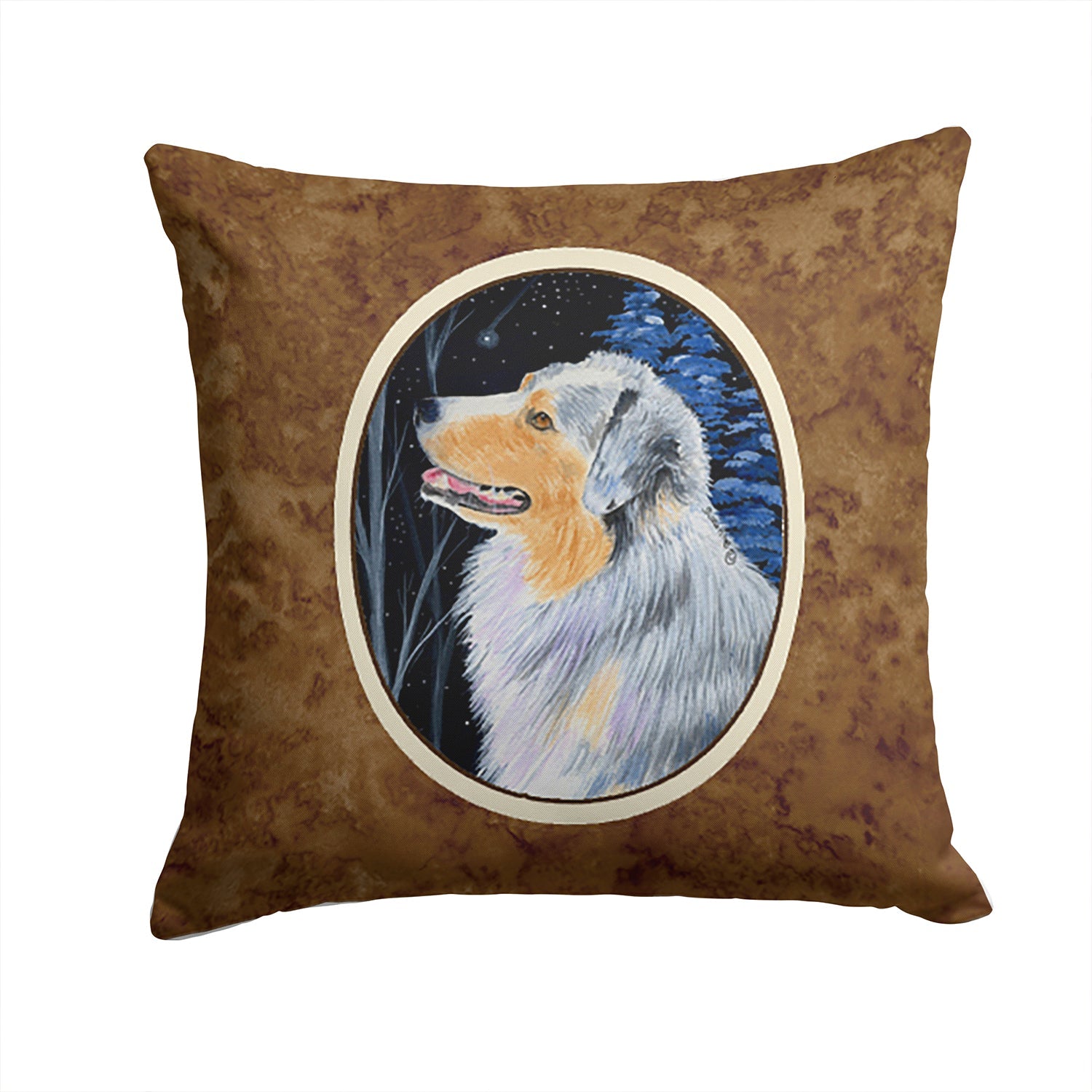 Starry Night Australian Shepherd Decorative Throw Pillow 14x14 Indoor Outdoor Accent Cushion, Fabric Cover with Insert for Sofa, Bed, Porch & Living Room