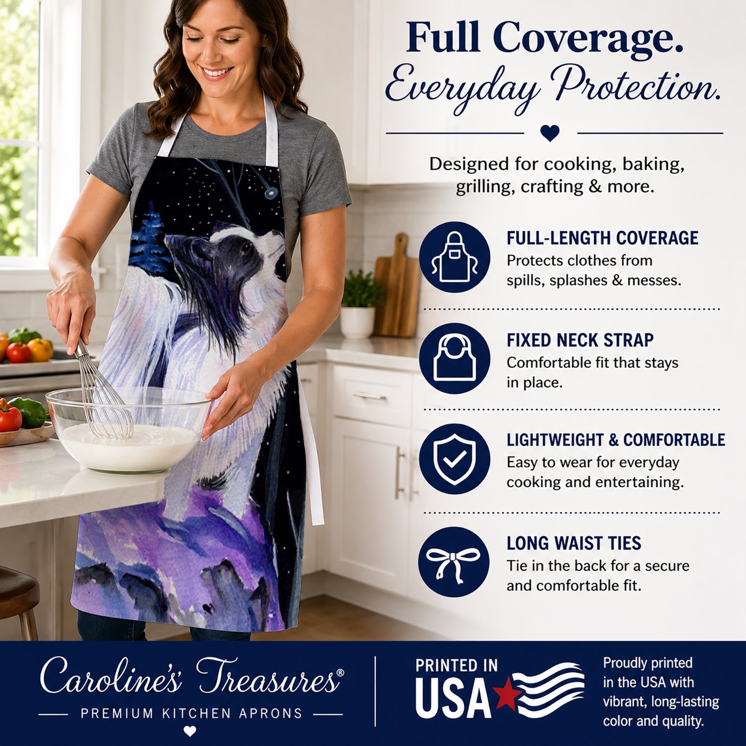 Starry Night Papillon Apron Cooking Kitchen Server Baking Crafts Gardening for Adult Women Men, Unisex, Large, Multicolor