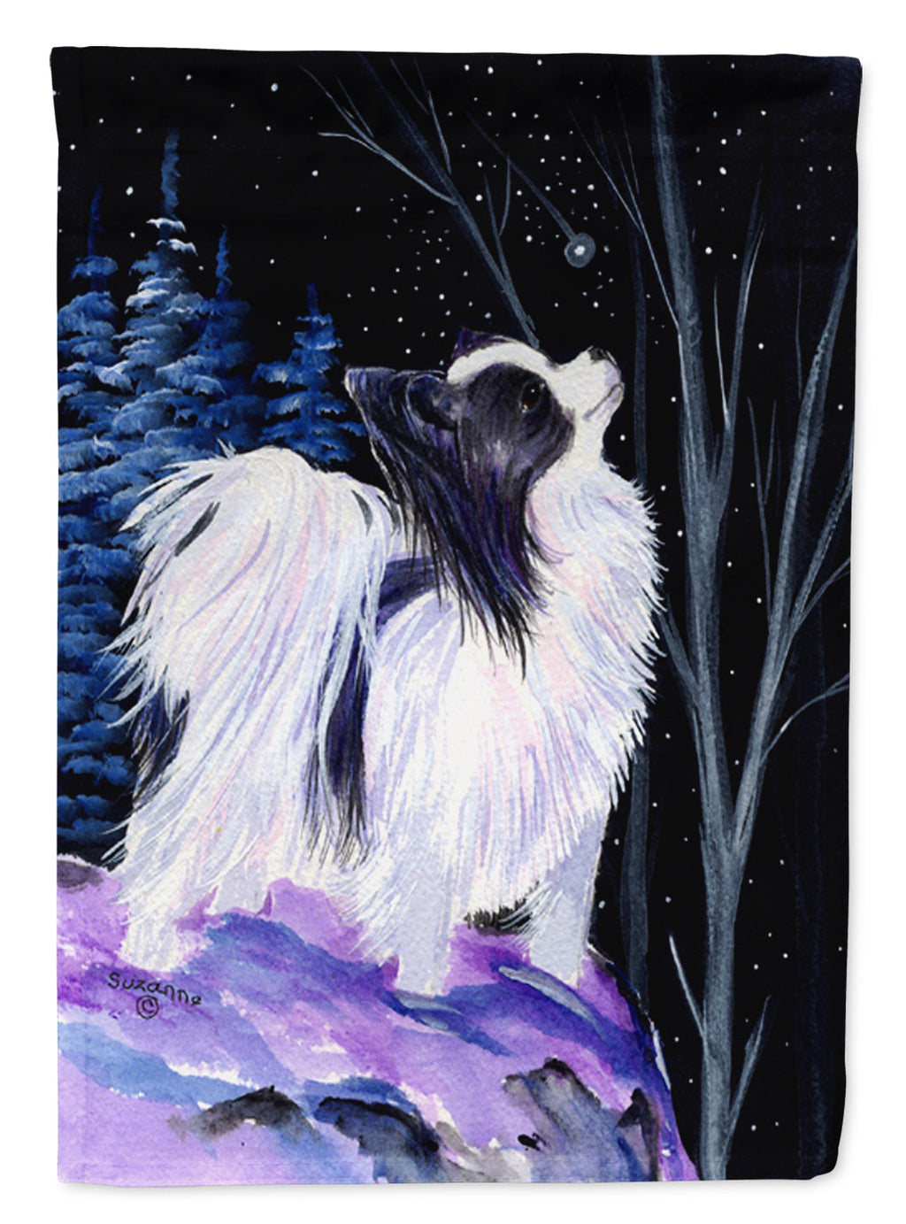 Starry Night Papillon House Flag 28x40 Porch Sleeve Pole Decorative Outside Yard Banner Artwork Wall Hanging, Polyester