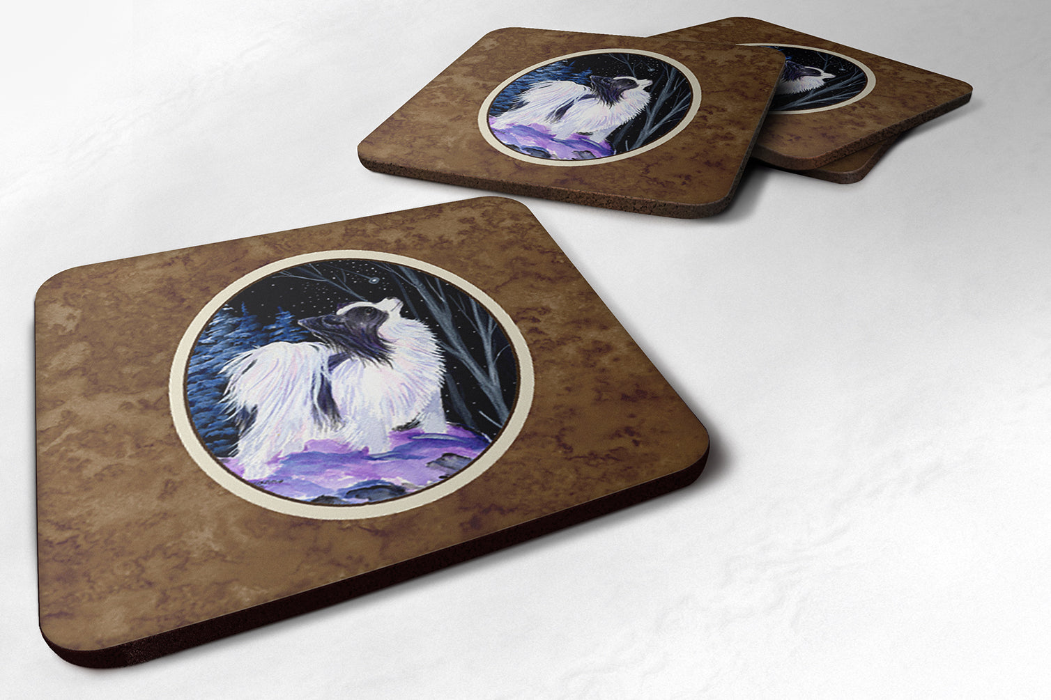 Starry Night Papillon Foam Coasters Set of 4 Cup Coasters for Indoor Outdoor, Tabletop Protection, Anti Slip, Mouse pad Material
