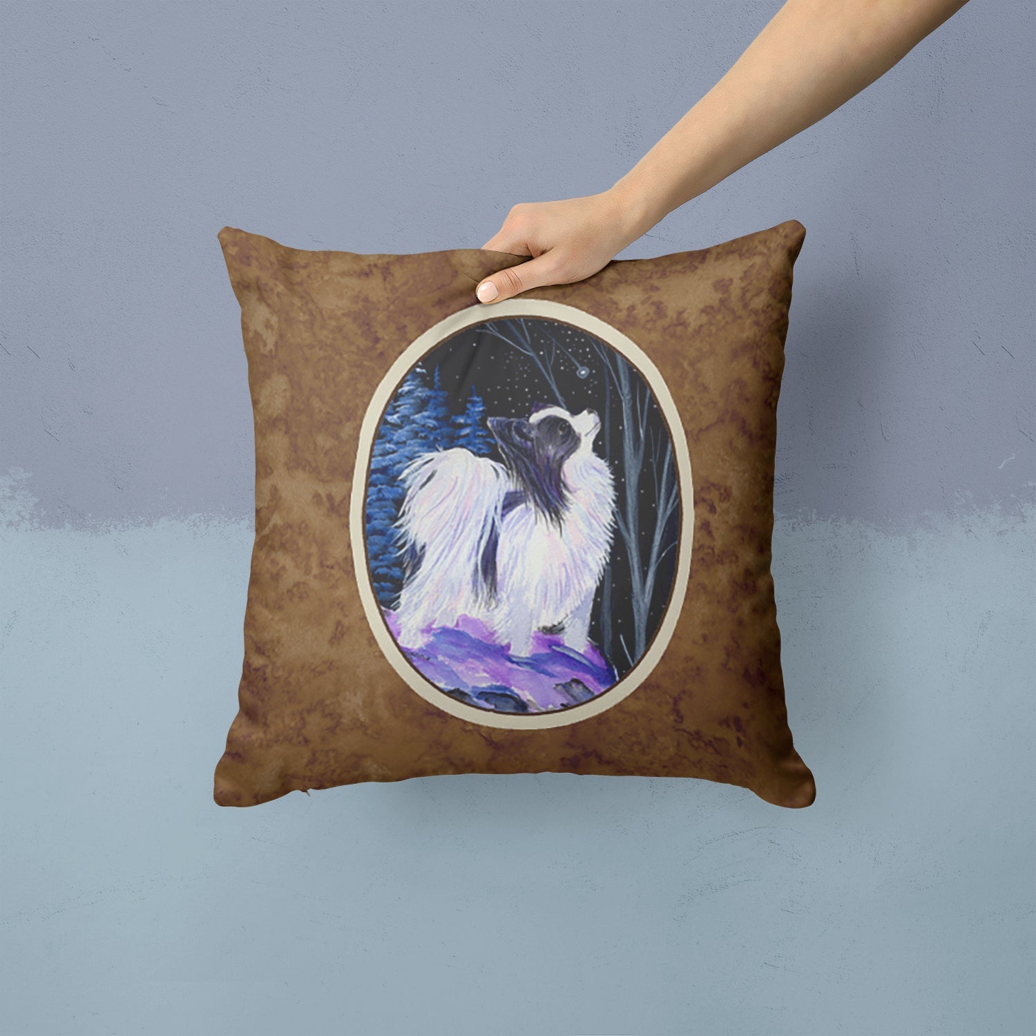 Starry Night Papillon Decorative Throw Pillow 14x14 Indoor Outdoor Accent Cushion, Fabric Cover with Insert for Sofa, Bed, Porch & Living Room