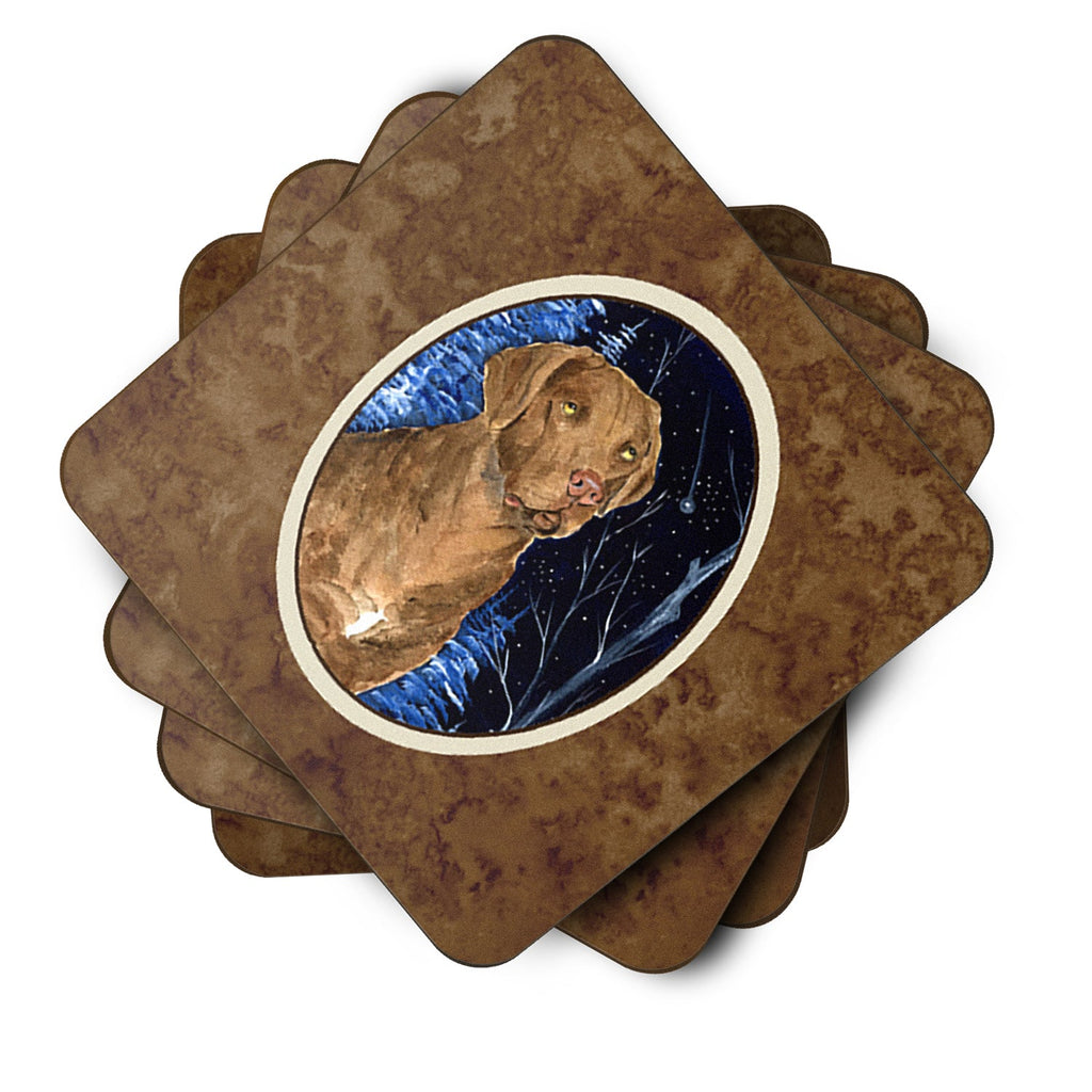 Starry Night Chesapeake Bay Retriever Foam Coasters Set of 4 Cup Coasters for Indoor Outdoor, Tabletop Protection, Anti Slip, Mouse pad Material