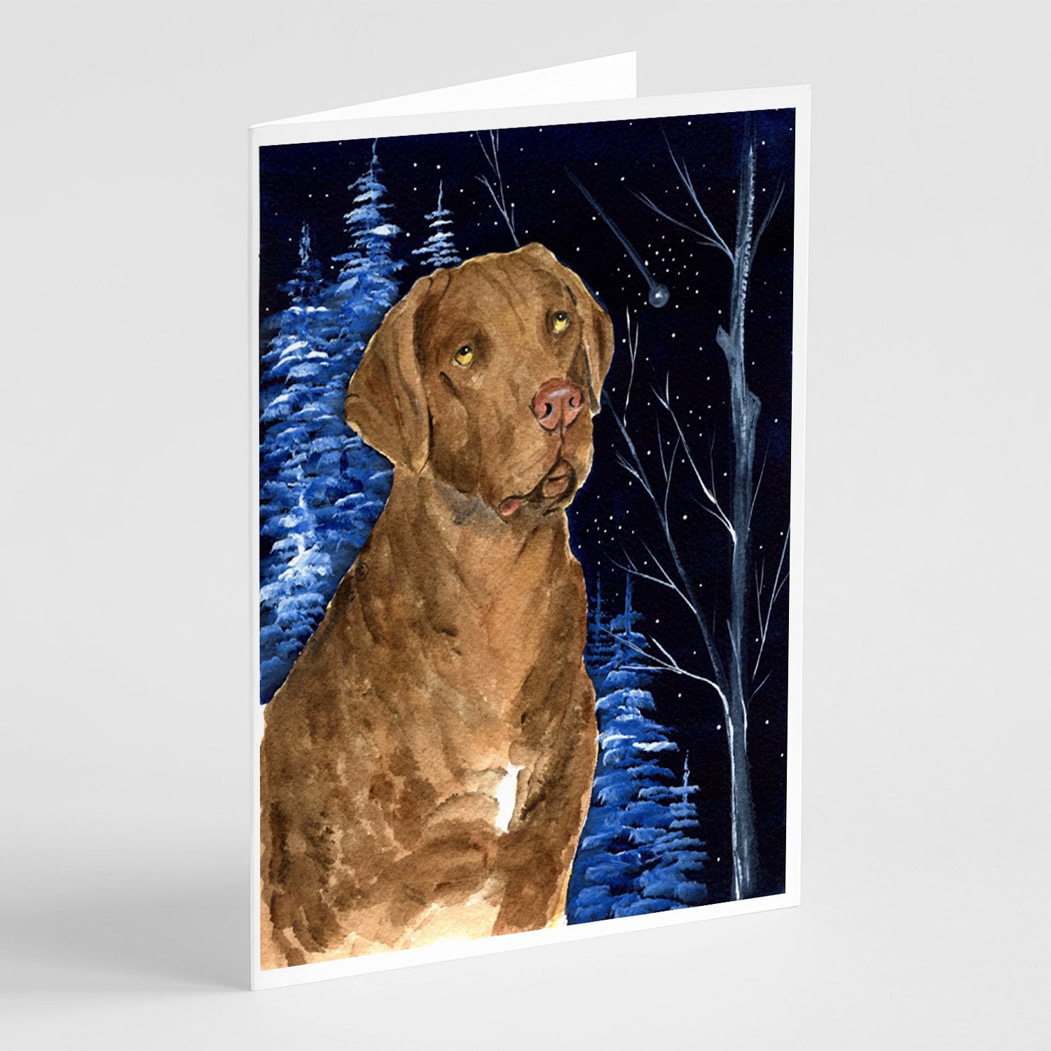 Starry Night Chesapeake Bay Retriever Greeting Cards Pack of 8 Blank Cards with Envelopes Whimsical A7 Size 5x7