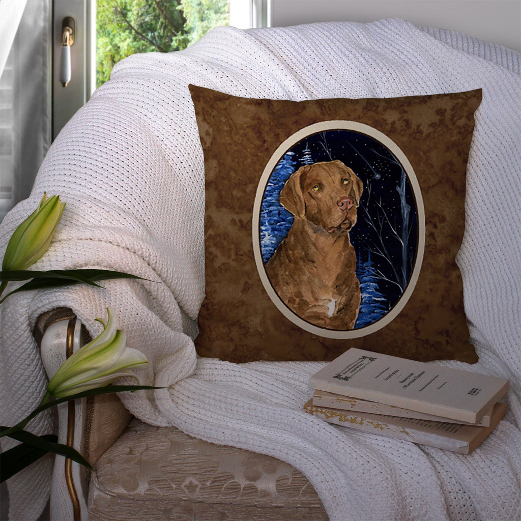 Starry Night Chesapeake Bay Retriever Decorative Throw Pillow 14x14 Indoor Outdoor Accent Cushion, Fabric Cover with Insert for Sofa, Bed, Porch & Living Room
