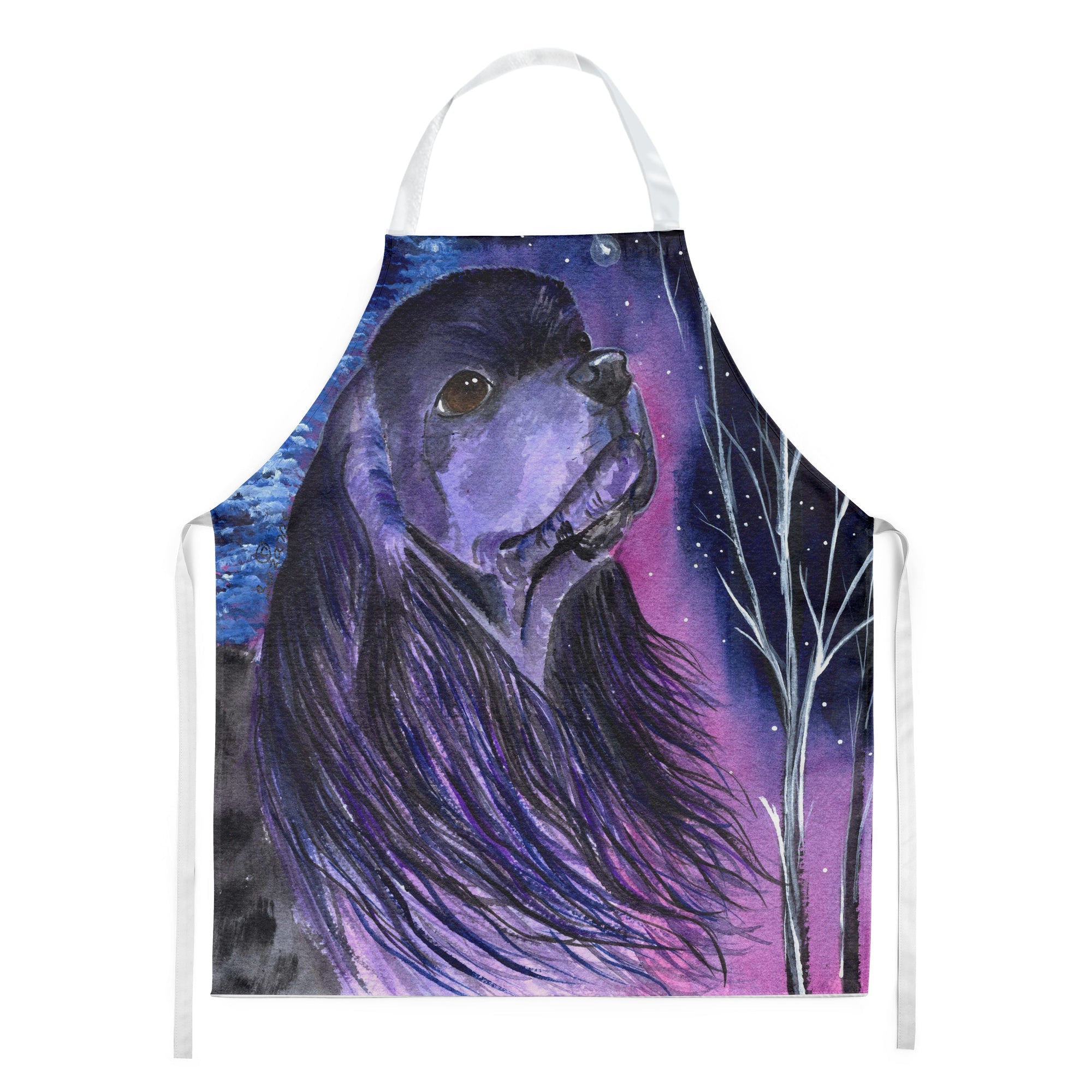 Starry Night Cocker Spaniel Apron Cooking Kitchen Server Baking Crafts Gardening for Adult Women Men, Unisex, Large, Multicolor