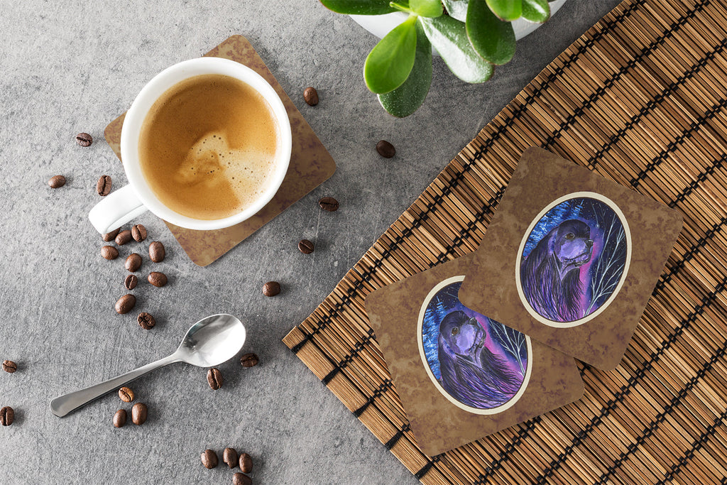 Starry Night Cocker Spaniel Foam Coasters Set of 4 Cup Coasters for Indoor Outdoor, Tabletop Protection, Anti Slip, Mouse pad Material