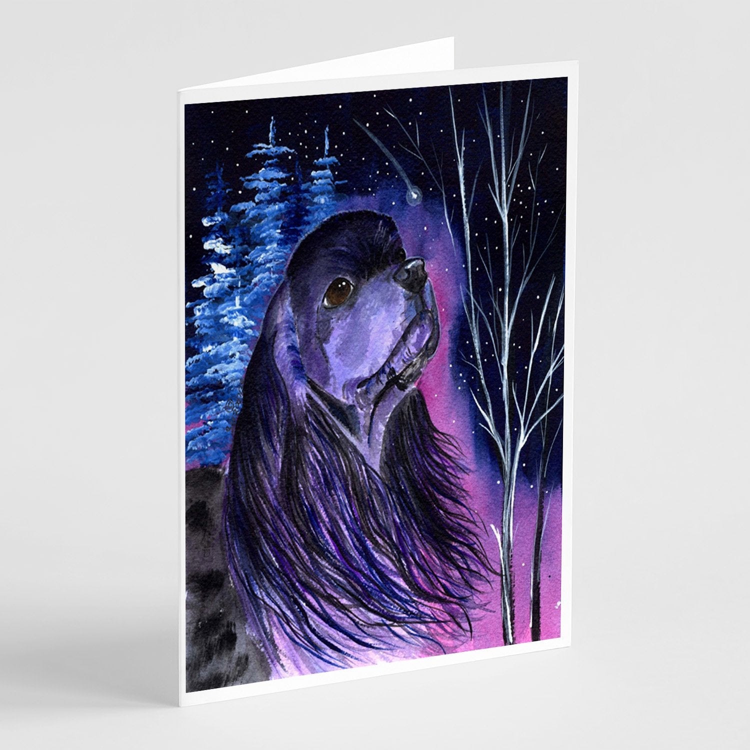 Starry Night Cocker Spaniel Greeting Cards Pack of 8 Blank Cards with Envelopes Whimsical A7 Size 5x7