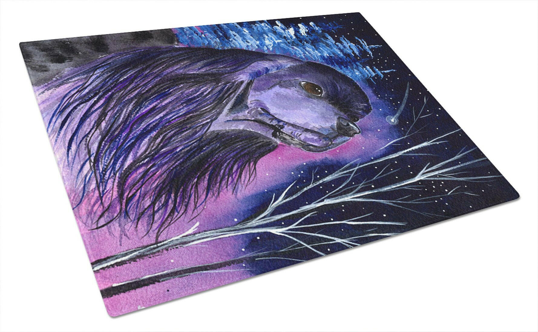 Starry Night Cocker Spaniel Cutting Board Tempered Glass Kitchen Cutting Surface, Heat Resistant Chopping, Non-Slip Feet, Food Prep & Serving