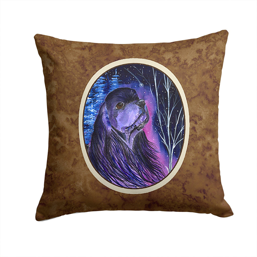 Starry Night Cocker Spaniel Decorative Throw Pillow 14x14 Indoor Outdoor Accent Cushion, Fabric Cover with Insert for Sofa, Bed, Porch & Living Room