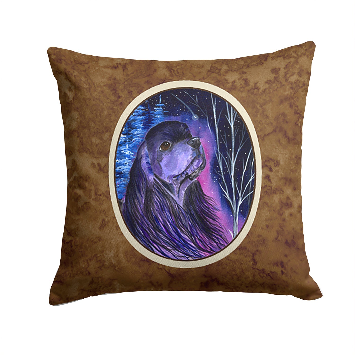 Starry Night Cocker Spaniel Decorative Throw Pillow 14x14 Indoor Outdoor Accent Cushion, Fabric Cover with Insert for Sofa, Bed, Porch & Living Room
