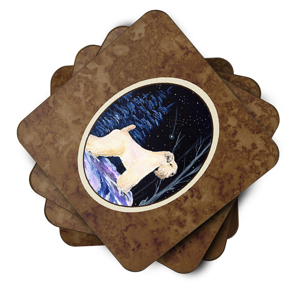 Starry Night Wheaten Terrier Soft Coated Foam Coasters Set of 4 Cup Coasters for Indoor Outdoor, Tabletop Protection, Anti Slip, Mouse pad Material