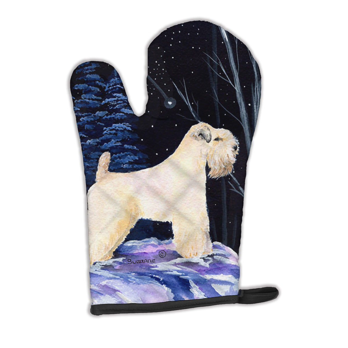 Starry Night Wheaten Terrier Soft Coated Oven Mitt Heat Resistant Thick Oven Mitt for Hot Pans and Oven, Kitchen Mitt Protect Hands, Cooking Baking Glove
