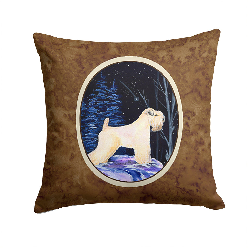 Starry Night Wheaten Terrier Soft Coated Decorative Throw Pillow 14x14 Indoor Outdoor Accent Cushion, Fabric Cover with Insert for Sofa, Bed, Porch & Living Room