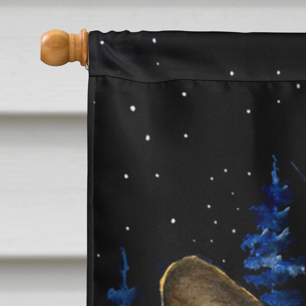 Starry Night Corgi House Flag 28x40 Porch Sleeve Pole Decorative Outside Yard Banner Artwork Wall Hanging, Polyester