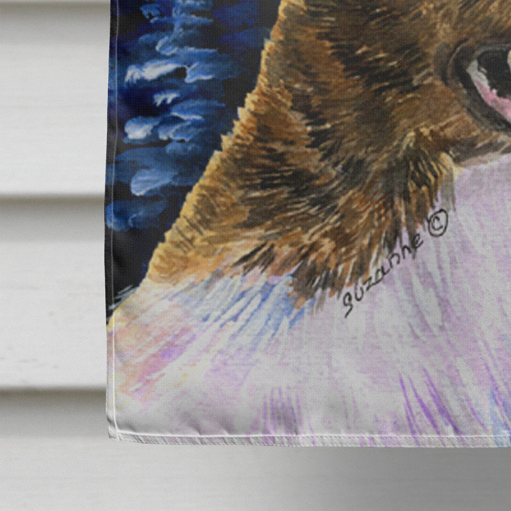 Starry Night Corgi House Flag 28x40 Porch Sleeve Pole Decorative Outside Yard Banner Artwork Wall Hanging, Polyester