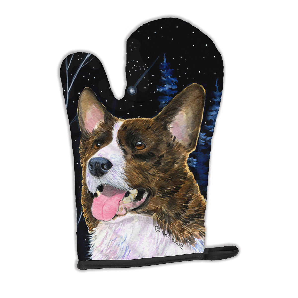 Starry Night Corgi Oven Mitt Heat Resistant Thick Oven Mitt for Hot Pans and Oven, Kitchen Mitt Protect Hands, Cooking Baking Glove