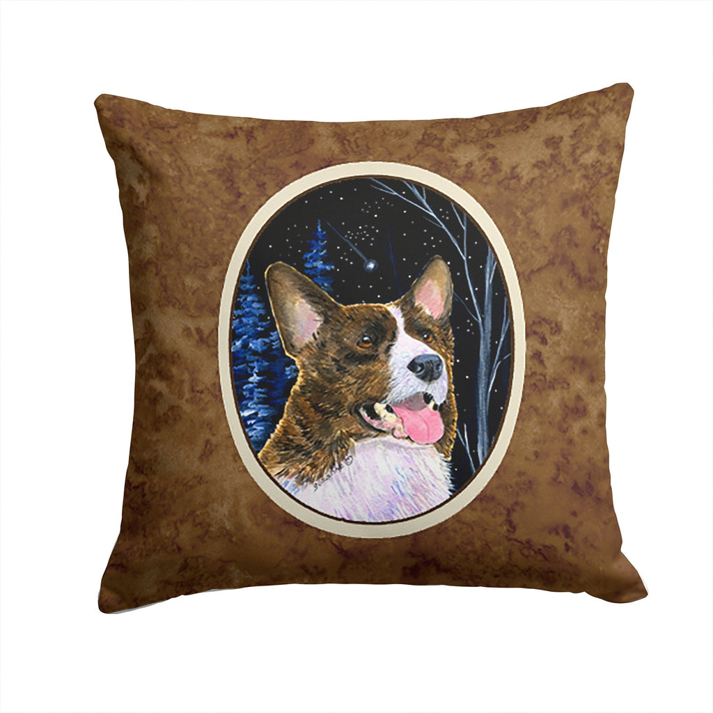 Starry Night Corgi Decorative Throw Pillow 14x14 Indoor Outdoor Accent Cushion, Fabric Cover with Insert for Sofa, Bed, Porch & Living Room
