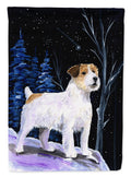 Starry Night Jack Russell Terrier House Flag 28x40 Porch Sleeve Pole Decorative Outside Yard Banner Artwork Wall Hanging, Polyester