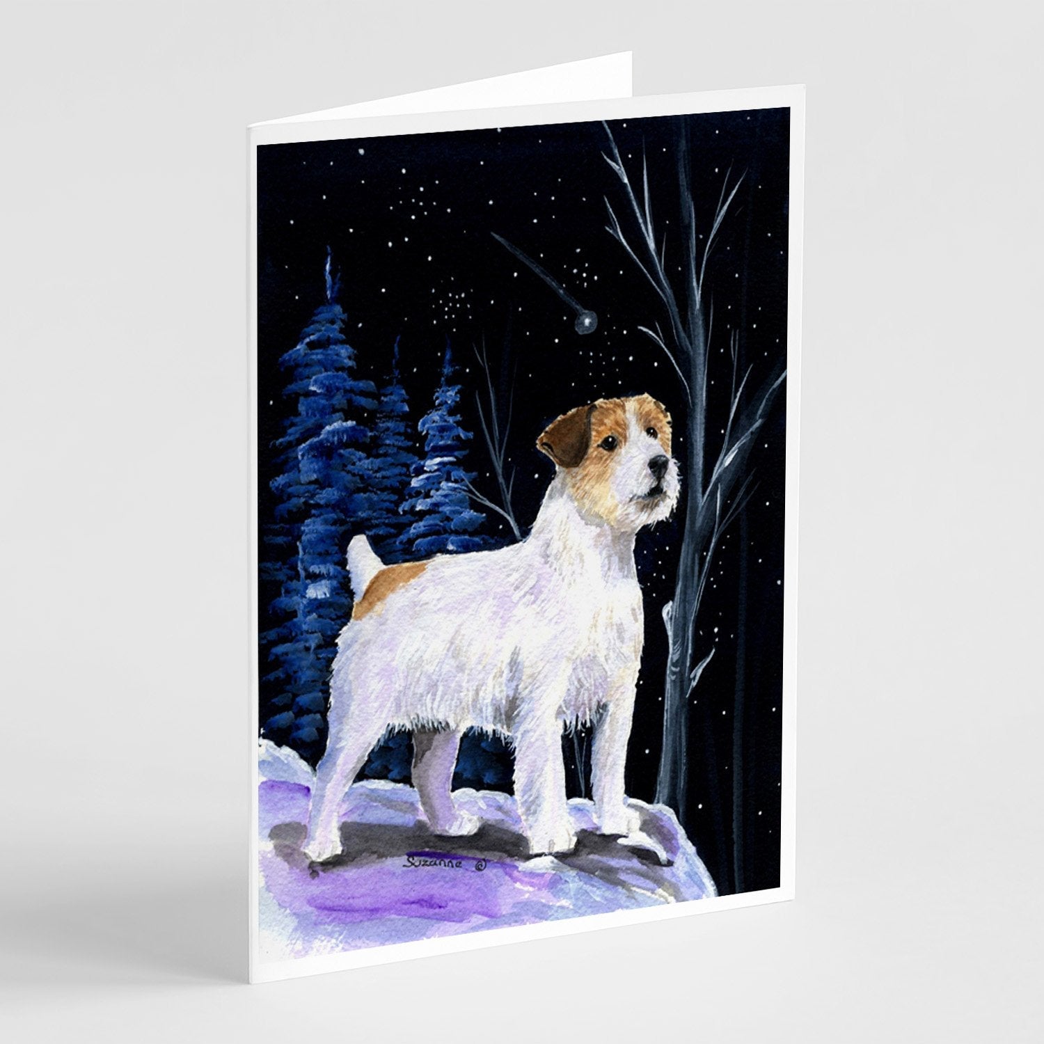 Starry Night Jack Russell Terrier Greeting Cards Pack of 8 Blank Cards with Envelopes Whimsical A7 Size 5x7