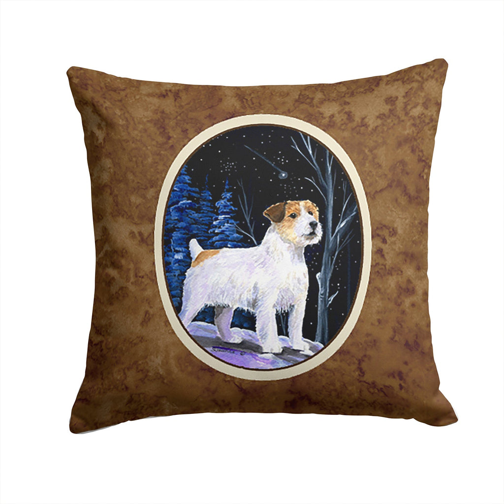 Starry Night Jack Russell Terrier Decorative Throw Pillow 14x14 Indoor Outdoor Accent Cushion, Fabric Cover with Insert for Sofa, Bed, Porch & Living Room
