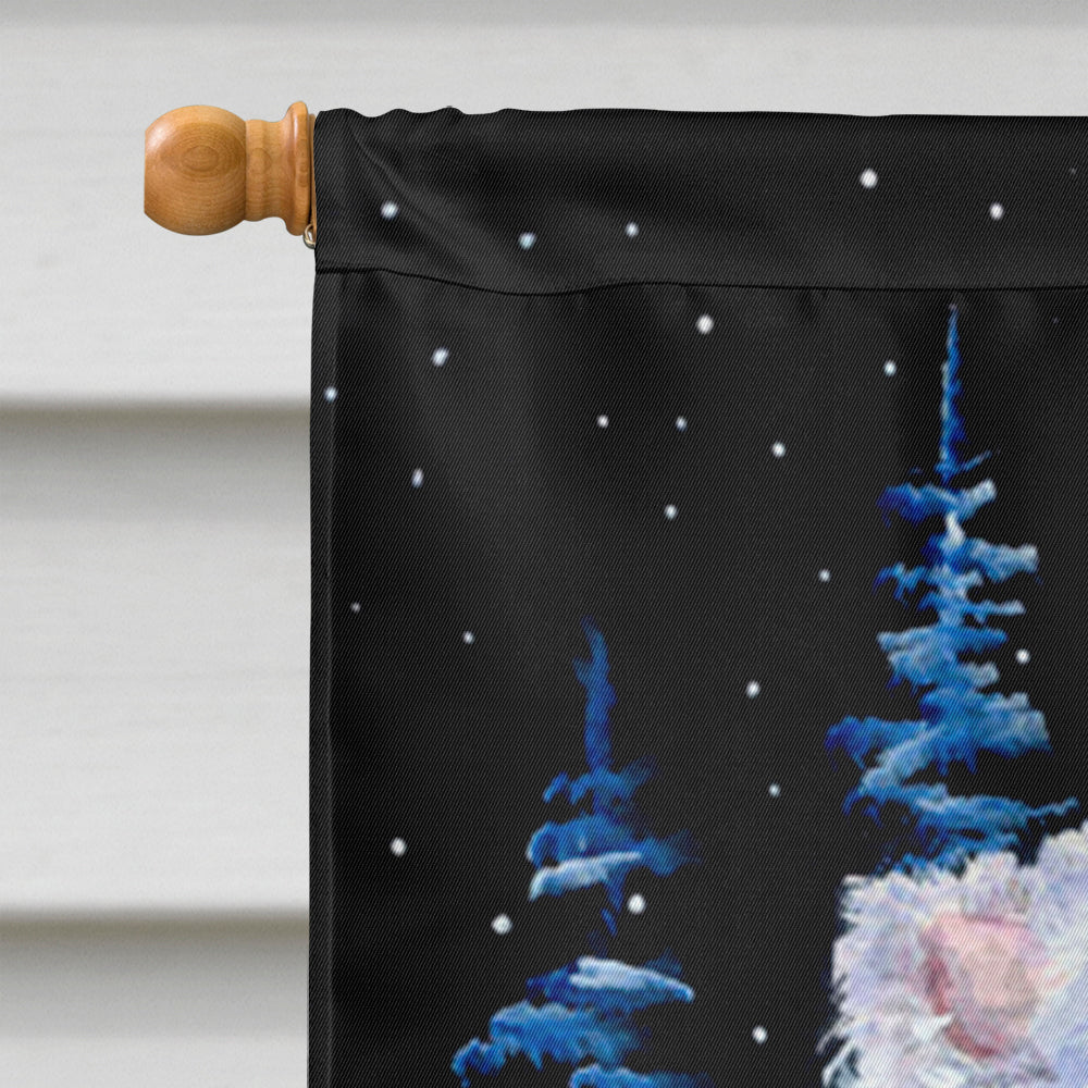 Starry Night American Eskimo House Flag 28x40 Porch Sleeve Pole Decorative Outside Yard Banner Artwork Wall Hanging, Polyester