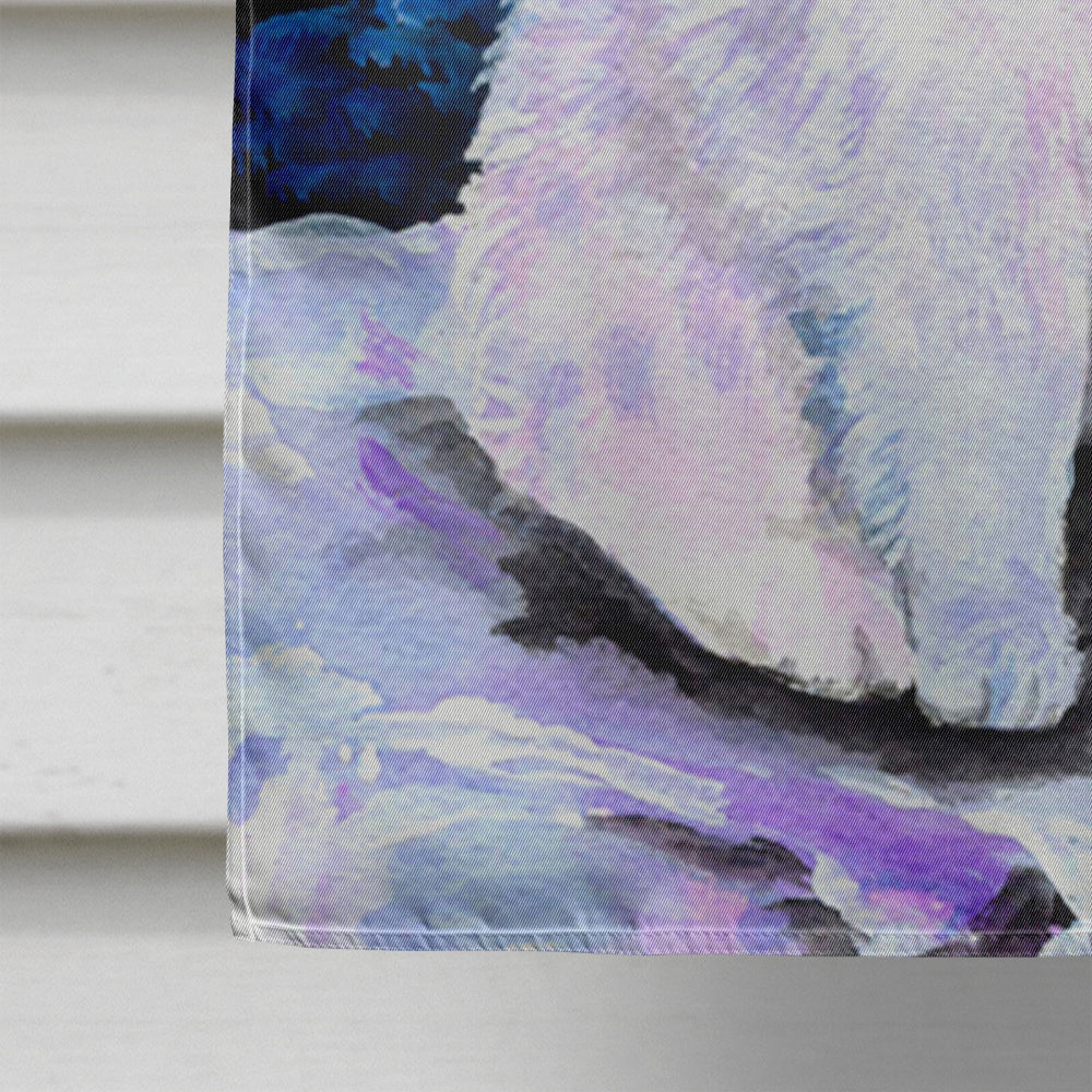 Starry Night American Eskimo House Flag 28x40 Porch Sleeve Pole Decorative Outside Yard Banner Artwork Wall Hanging, Polyester