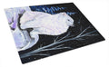 Starry Night American Eskimo Cutting Board Tempered Glass Kitchen Cutting Surface, Heat Resistant Chopping, Non-Slip Feet, Food Prep & Serving