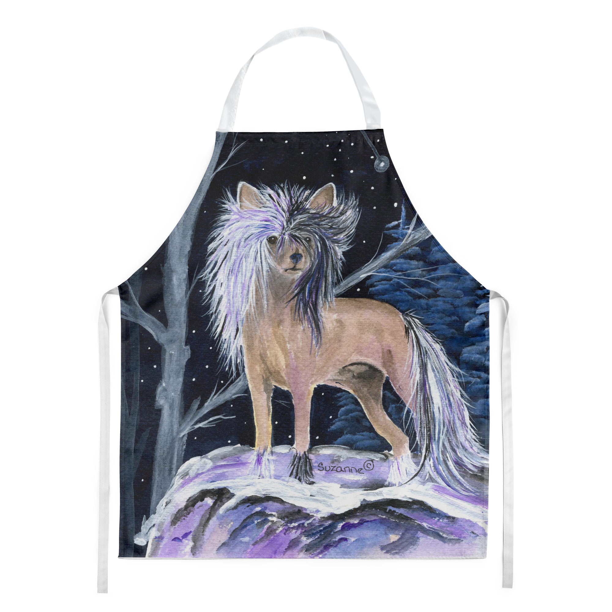 Starry Night Chinese Crested Apron Cooking Kitchen Server Baking Crafts Gardening for Adult Women Men, Unisex, Large, Multicolor