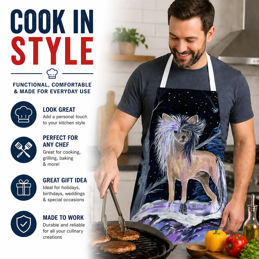 Starry Night Chinese Crested Apron Cooking Kitchen Server Baking Crafts Gardening for Adult Women Men, Unisex, Large, Multicolor