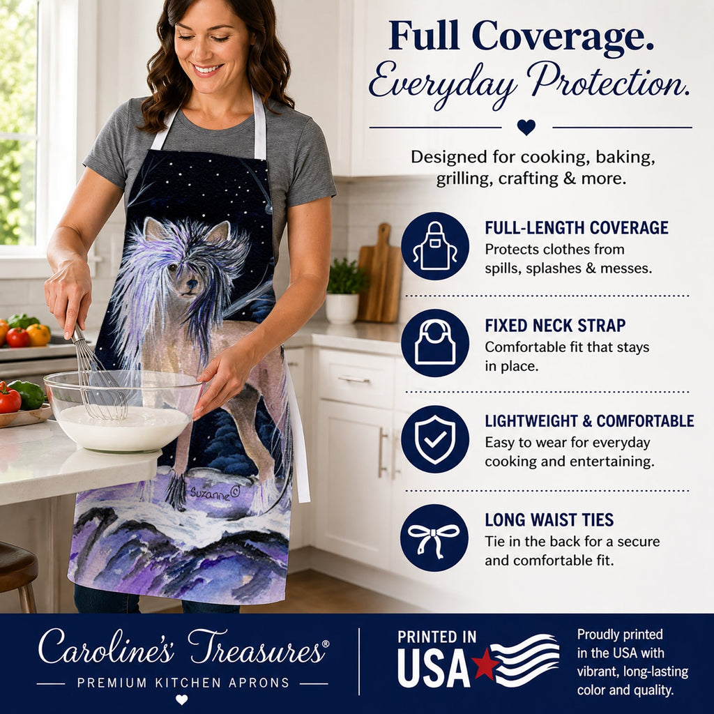 Starry Night Chinese Crested Apron Cooking Kitchen Server Baking Crafts Gardening for Adult Women Men, Unisex, Large, Multicolor