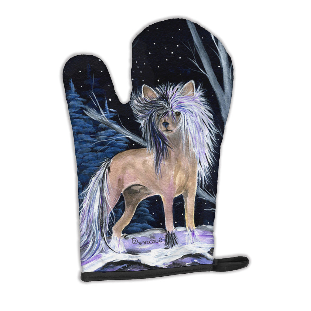 Starry Night Chinese Crested Oven Mitt Heat Resistant Thick Oven Mitt for Hot Pans and Oven, Kitchen Mitt Protect Hands, Cooking Baking Glove
