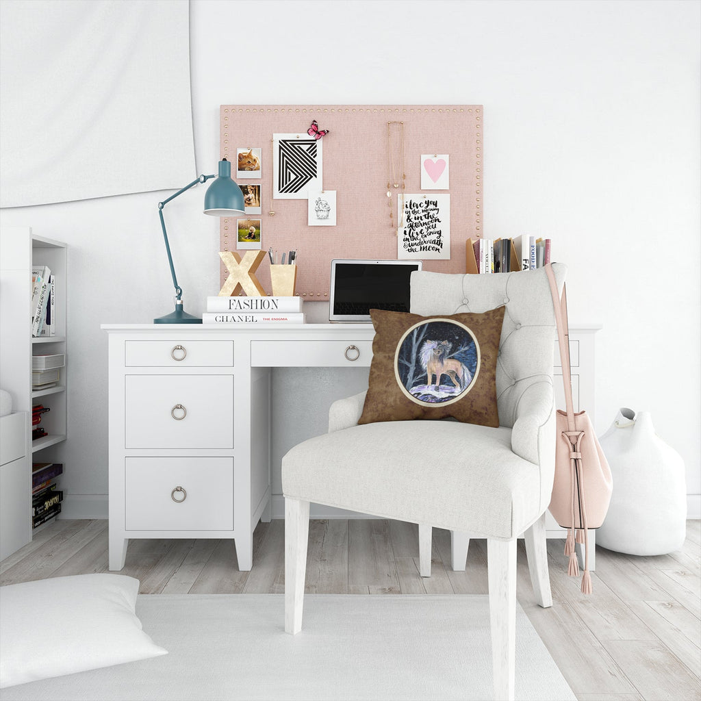 Starry Night Chinese Crested Decorative Throw Pillow 14x14 Indoor Outdoor Accent Cushion, Fabric Cover with Insert for Sofa, Bed, Porch & Living Room
