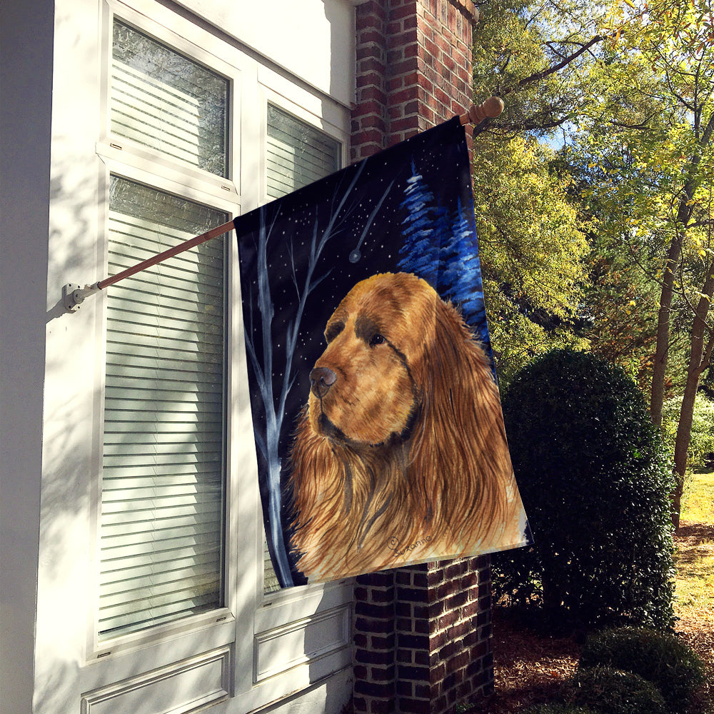 Starry Night Sussex Spaniel House Flag 28x40 Porch Sleeve Pole Decorative Outside Yard Banner Artwork Wall Hanging, Polyester