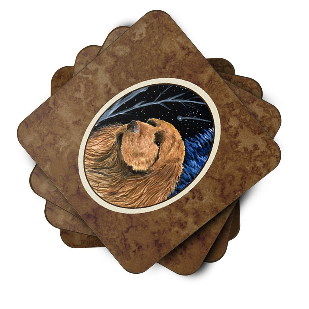 Starry Night Sussex Spaniel Foam Coasters Set of 4 Cup Coasters for Indoor Outdoor, Tabletop Protection, Anti Slip, Mouse pad Material