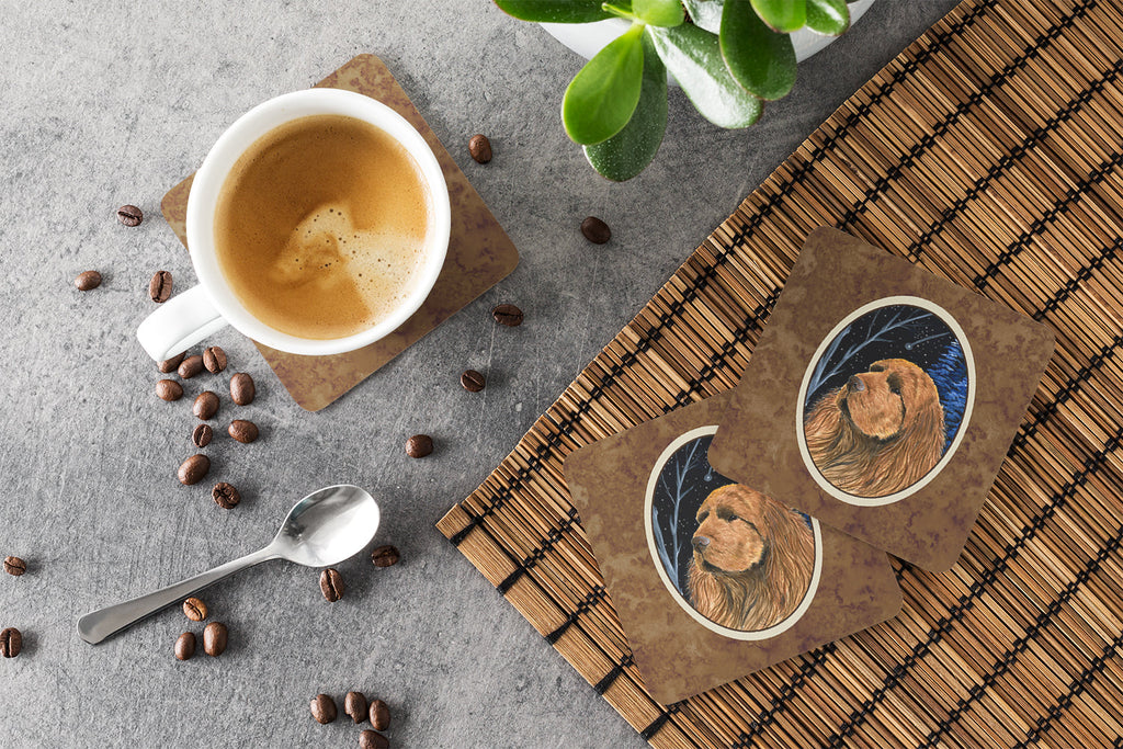 Starry Night Sussex Spaniel Foam Coasters Set of 4 Cup Coasters for Indoor Outdoor, Tabletop Protection, Anti Slip, Mouse pad Material