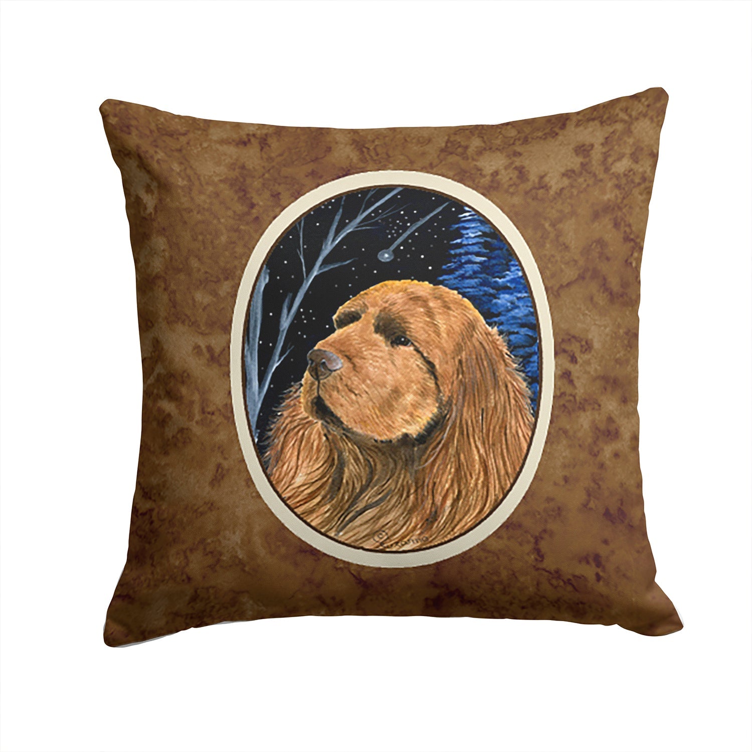 Starry Night Sussex Spaniel Decorative Throw Pillow 14x14 Indoor Outdoor Accent Cushion, Fabric Cover with Insert for Sofa, Bed, Porch & Living Room