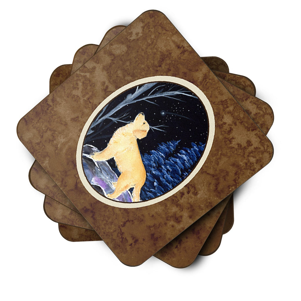 Starry Night Golden Retriever Foam Coasters Set of 4 Cup Coasters for Indoor Outdoor, Tabletop Protection, Anti Slip, Mouse pad Material